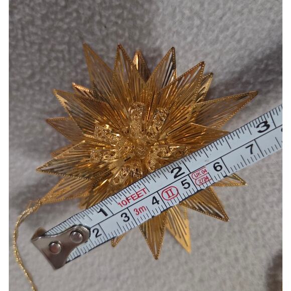 Set 2 Danbury Mint Gold Plated Ornament Peace on Earth Dove Snowflake Star - Picture 9 of 11